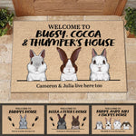 Custom Name Bunny Rabbit Housewarming Decor - Personalized Doormat