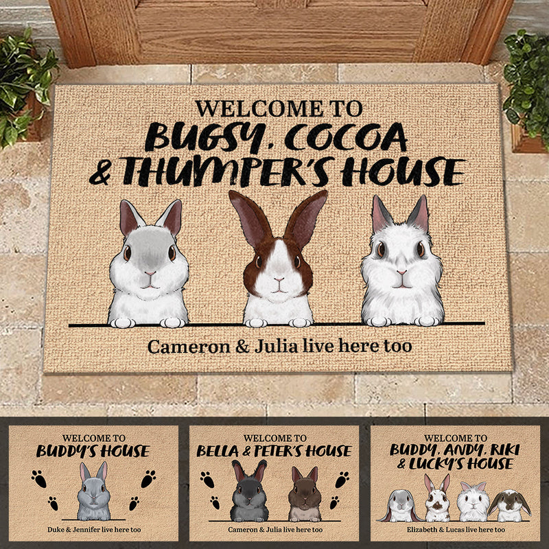 Custom Name Bunny Rabbit Housewarming Decor - Personalized Doormat