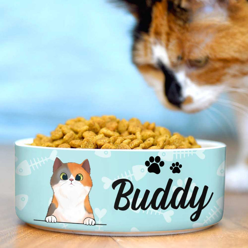 Custom Name Cat Gifts for Cat Lovers - Personalized Pet Bowl