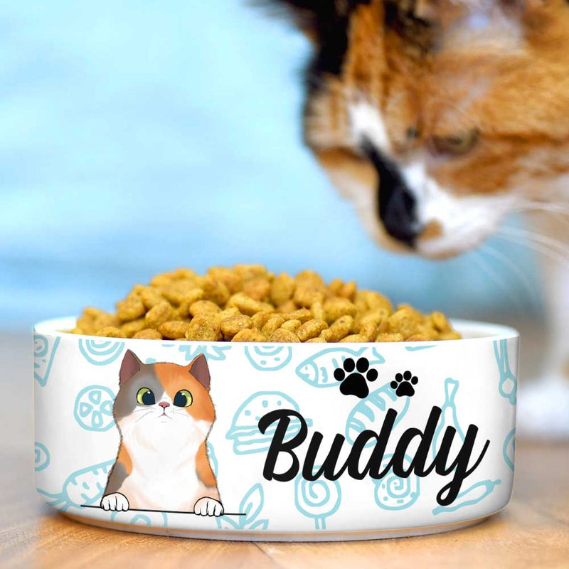 Custom Name Cat Gifts for Cat Lovers - Personalized Pet Bowl