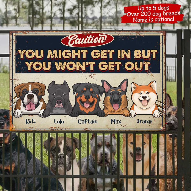 Custom Name Dog Warning Gifts for Dog Lovers - Personalized Metal Sign