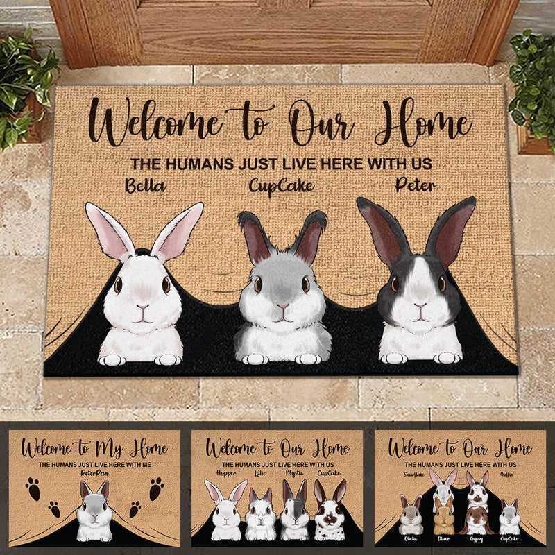 Custom Name Rabbit Family Home Decor - Personalized Doormat