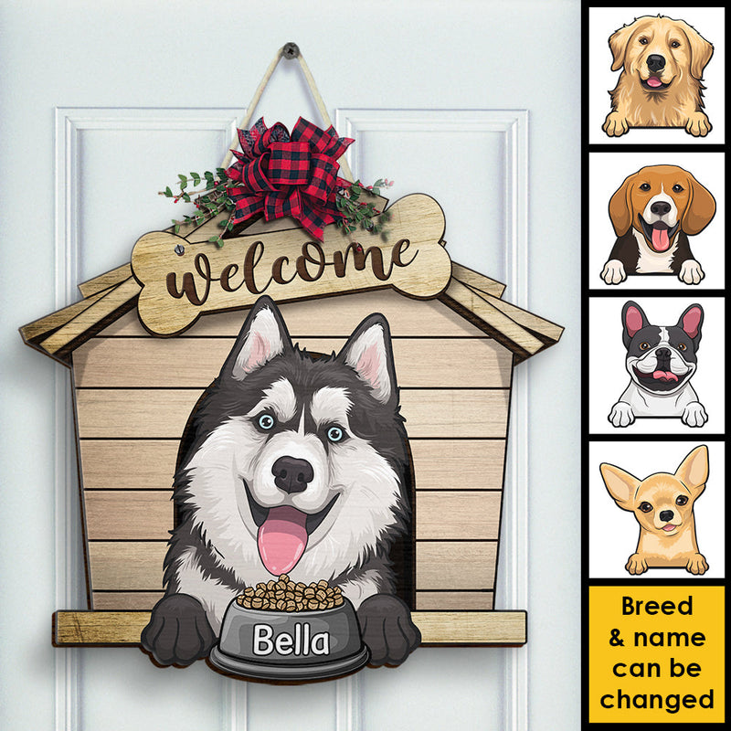 Welcome To The Dog House - Personalized Shaped Door Sign