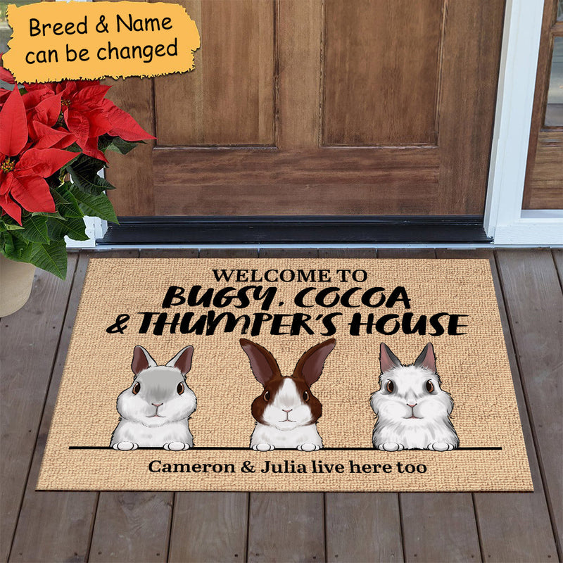 Custom Name Bunny Rabbit Housewarming Decor - Personalized Doormat