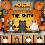 Custom Name Halloween Cat Family Decor - Personalized Doormat