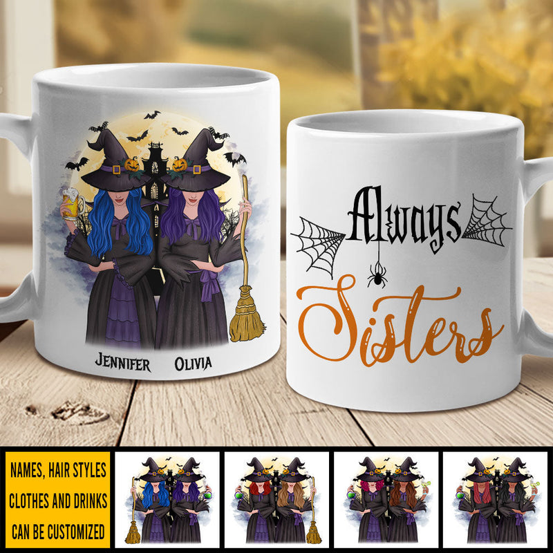 Custom Name Halloween Witch Gifts for Sisters - Personalized Mugs