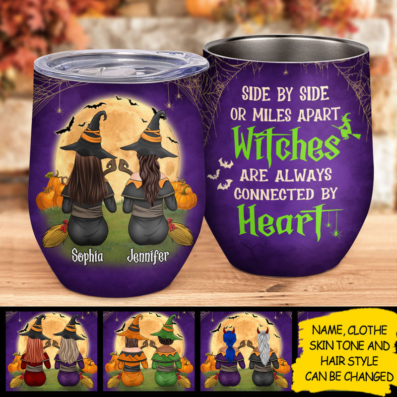 Custom Name Halloween Witch Gifts for Best Friends - Personalized Wine Tumbler