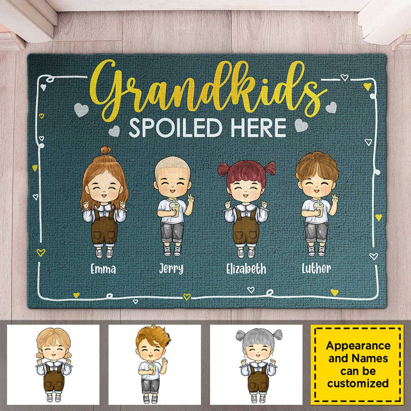 Custom Name Grandkids Spoiled Here Gifts for Grandparents - Personalized Doormat