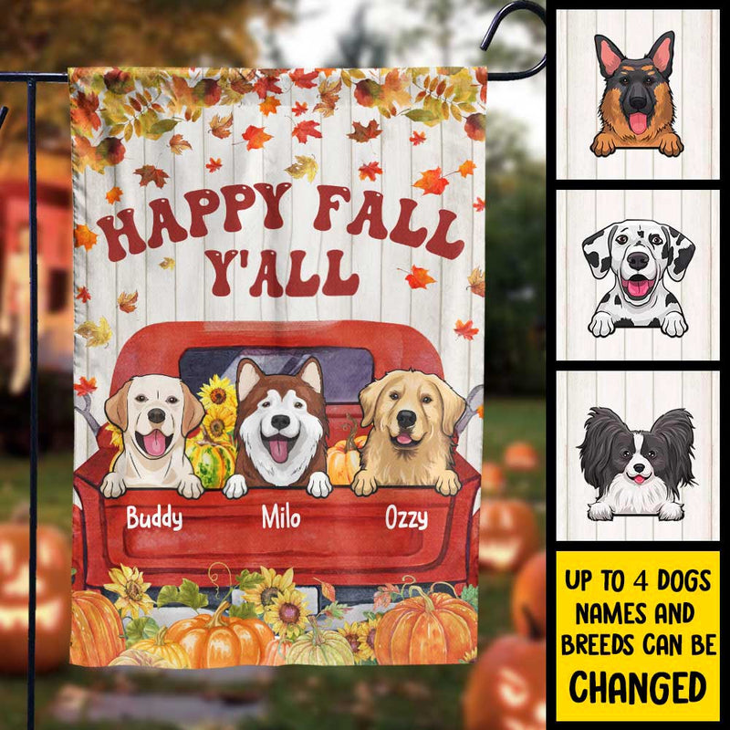 Custom Name Dog Happy Fall Gifts for Pet Lovers - Personalized Flag