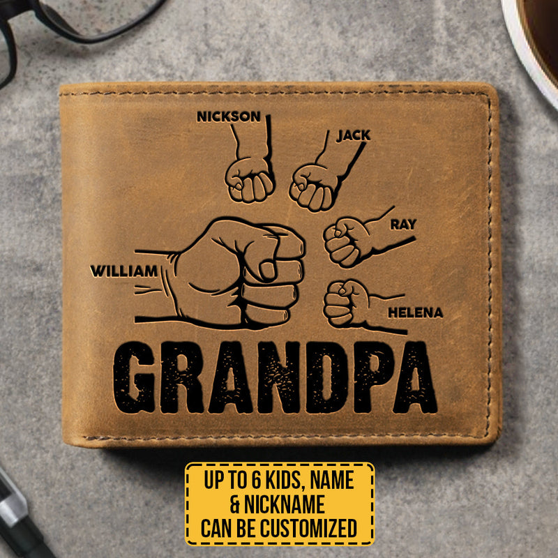Grandpa And His Grandkids - Personalized Bifold Wallet - Gift For Dad, Grandpa