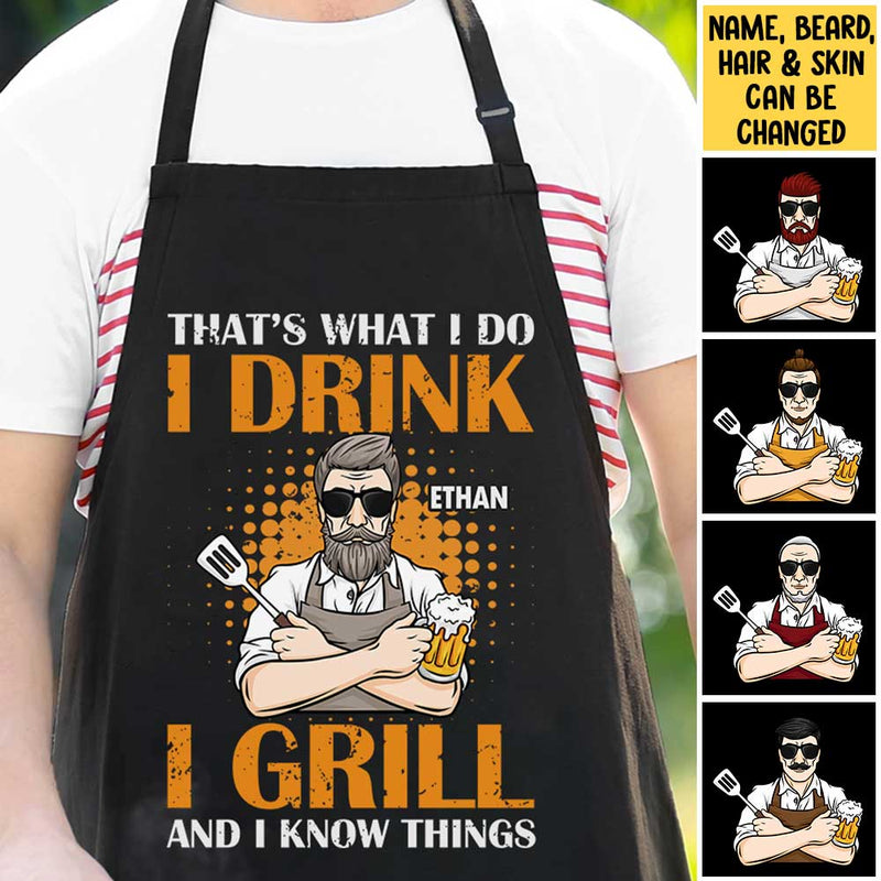 Custom Name Funny Beer Grilling Gifts for Men - Personalized Apron