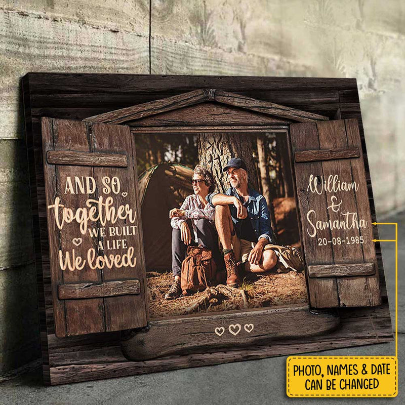 Custom Photo Rustic Wedding Anniversary Gifts for Couples - Personalized Canvas