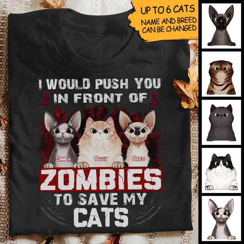 Custom Name Funny Zombie Cat Gifts for Cat Lovers - Personalized Apparel