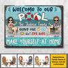 Welcome To Our Pool - Hang Out, Get Wet & Make Yourself At Home - Gift For Couples, Husband Wife, Personalized Metal Sign