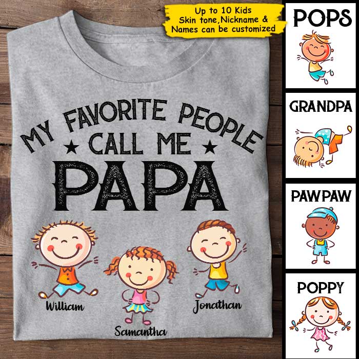 Custom Name Papa Gifts from Kids - Personalized Apparel