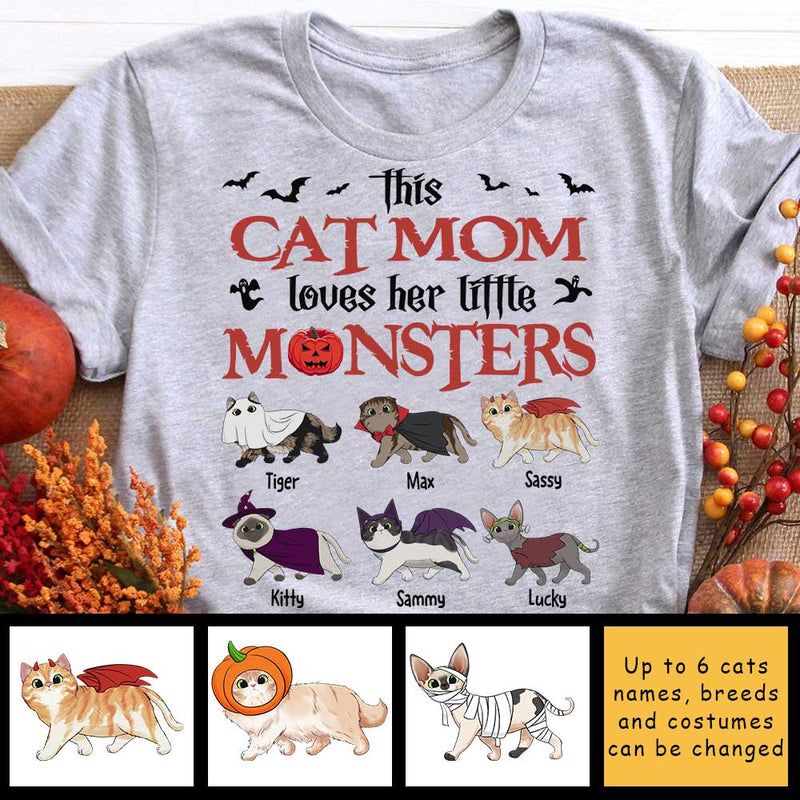 This Cat Mom, Dad Loves Little Monsters  - Personalized Unisex T-Shirt