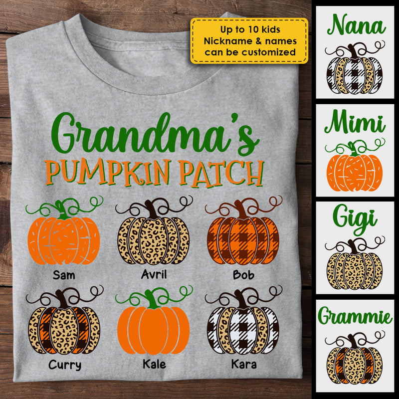 Custom Name Pumpkin Patch Gifts for Grandma - Personalized Apparel