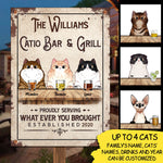 Custom Name Cat Bar & Grill Decor - Personalized Metal Sign