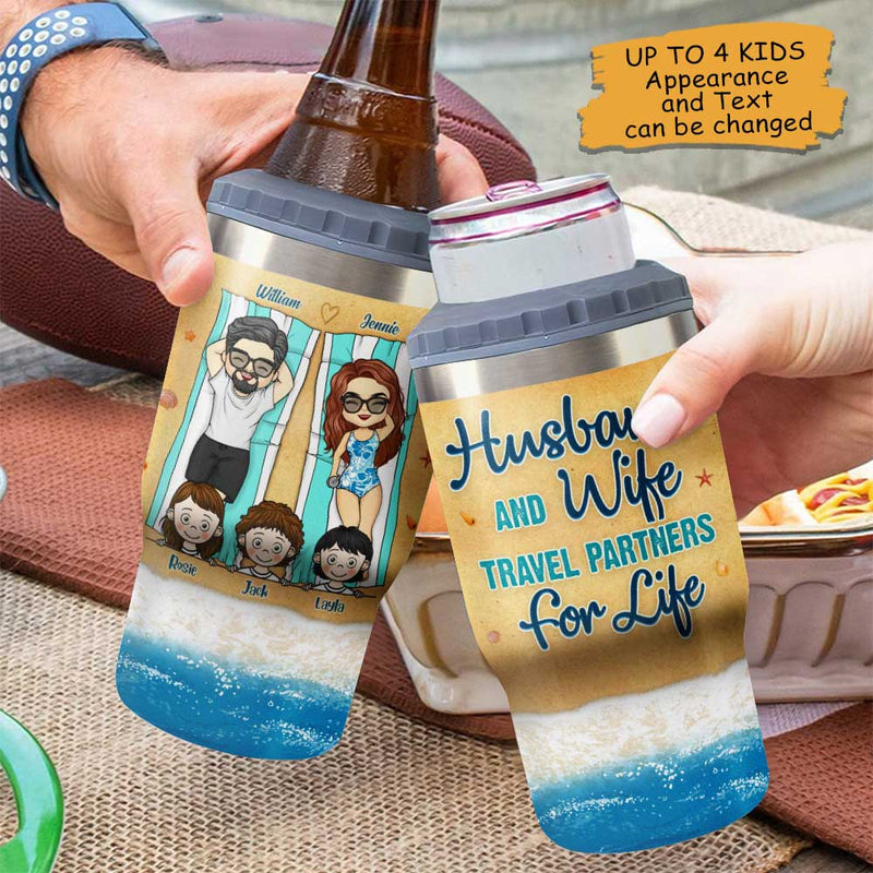 Custom Name Husband Wife Family Travel Gifts - Personalized Can Cooler
