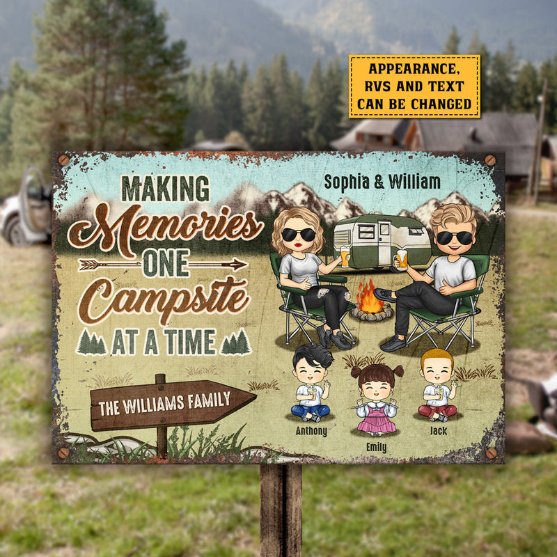 One Campsite At A Time - Personalized Metal Sign - Gift For Couples, Husband Wife, Gift For Camping Lovers