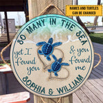 Custom Name Sea Turtle Couple Gifts - Personalized Wood Sign