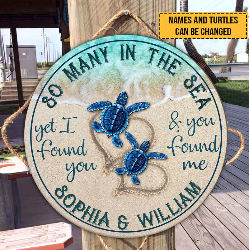 Custom Name Sea Turtle Couple Gifts - Personalized Wood Sign