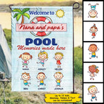 Custom Name Pool Memories Gifts for Grandparents - Personalized Flag
