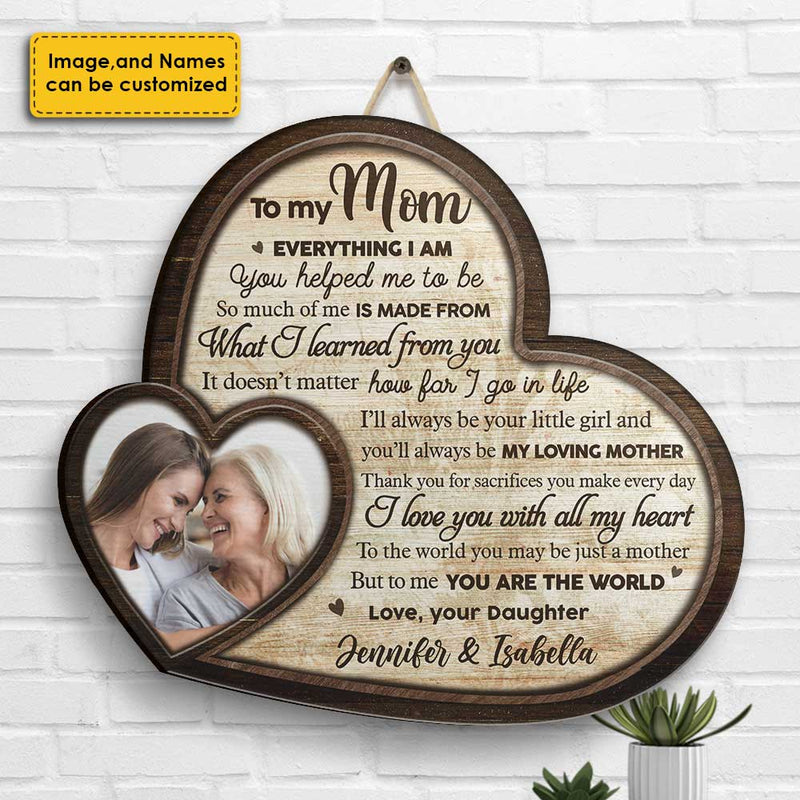 I Love You With All My Heart - Upload Image, Gift For Mom, Personalized Shaped Wood Sign