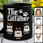 Custom Name Funny Catfather Gifts for Cat Dads - Personalized Mugs