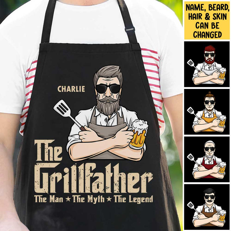 Custom Name Grillfather Gifts for Men - Personalized Apron