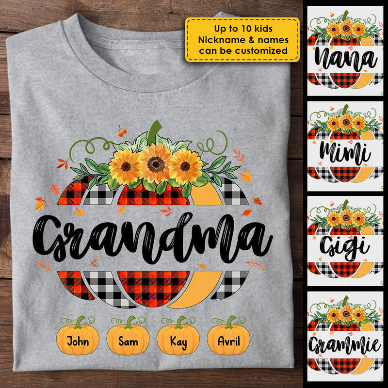 Custom Name Autumn Pumpkin Gifts for Grandma - Personalized Apparel