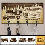 Custom Name Adventure Travel Gifts for Couples - Personalized Key Holder