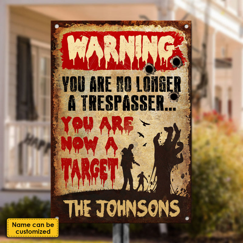 Custom Family Name Trespasser Warning Decor - Personalized Metal Sign