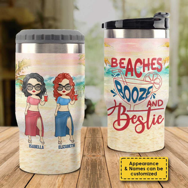 Custom Name Beach Bestie Gifts for Women - Personalized Can Cooler