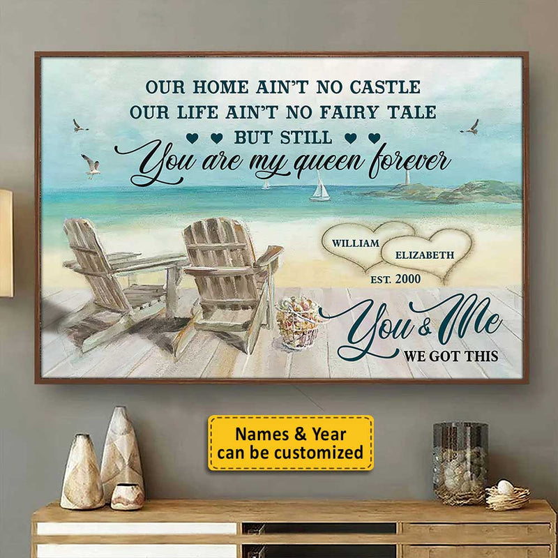 Our Home Ain't No Castle - Personalized Horizontal Poster - Gift For Couples, Husband Wife