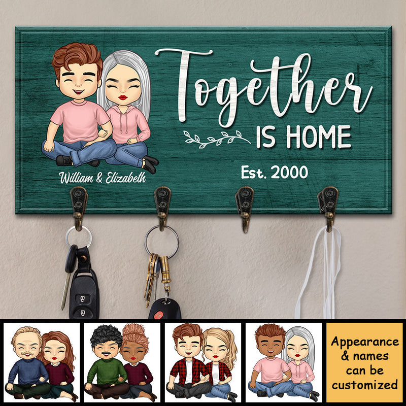 Custom Name Together Is Home Couple Gifts - Personalized Key Holder