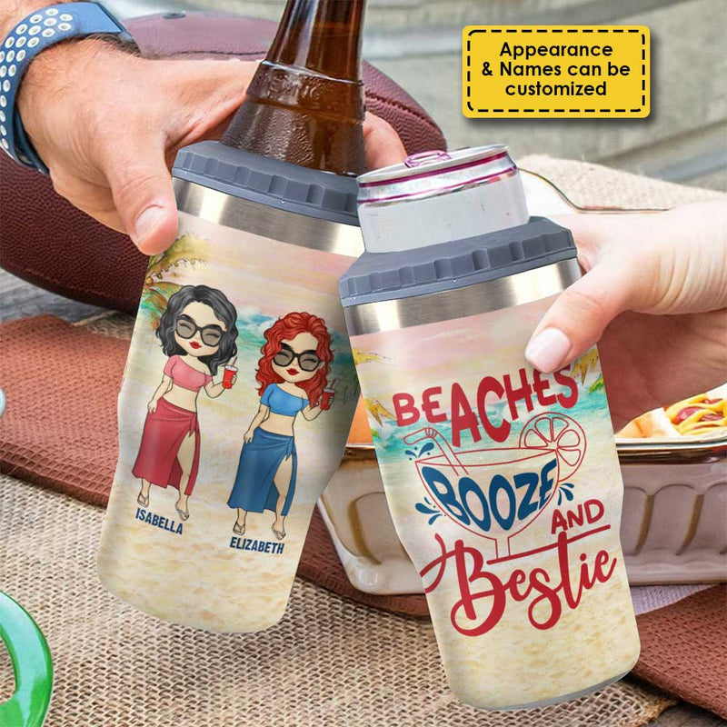 Custom Name Beach Bestie Gifts for Women - Personalized Can Cooler