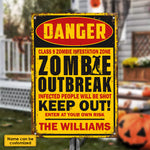 Custom Family Name Zombie Outbreak Decor - Personalized Metal Sign