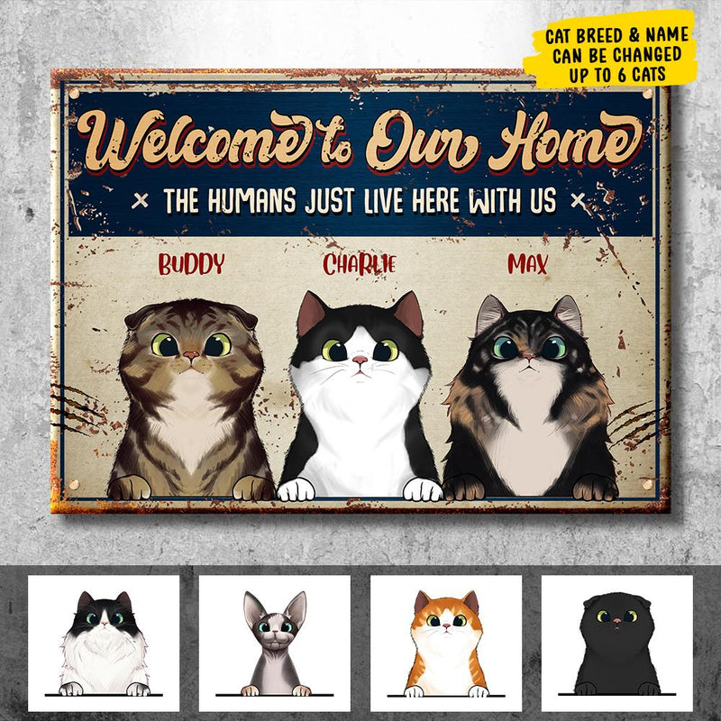 Custom Name Cat Home Decor - Personalized Metal Sign