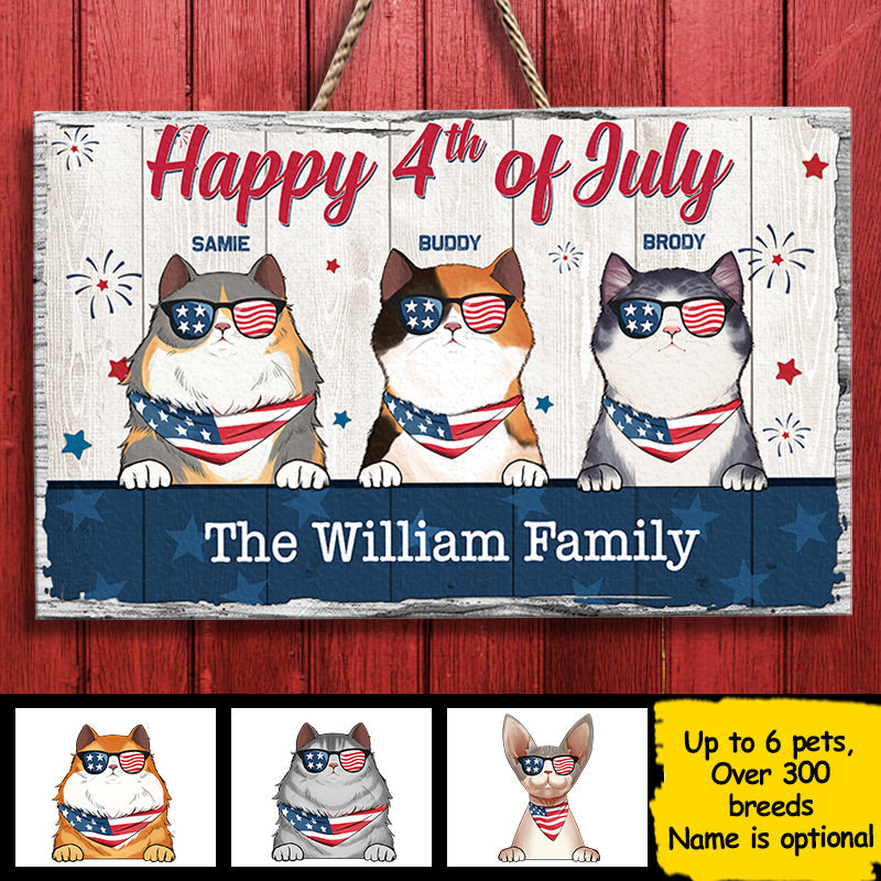Custom Name 4th of July Pet Family Decor - Personalized Rectangle Sign