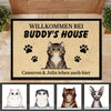Personalisiert Willkommen bei Katze Haus German - Funny Personalized Cat Decorative Mat