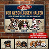 Bitte Tor Geschlossen Halten - Lustiges Personalisiertes Hundemetallschild - Funny Personalized Dog Metal Sign German
