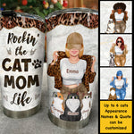 Custom Name Cat Mom Gifts for Women - Personalized Tumbler