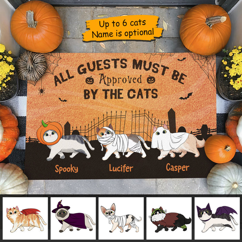 Custom Name Halloween Cat Welcome Decor - Personalized Doormat