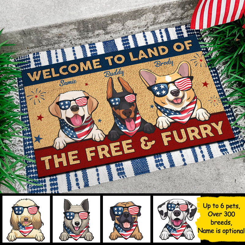 Land Of The Free & Furry - 4th Of July Funny Personalized Pet Decorative Mat (Cat & Dog)