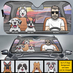 Custom Name Cartoon Dog Car Gifts for Dog Lovers - Personalized Auto Sunshade