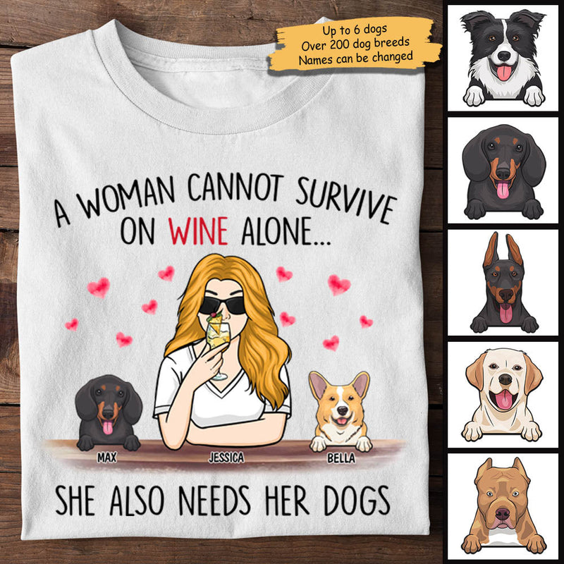 Custom Name Wine and Dog Lover Gifts for Women - Personalized Apparel