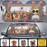 Custom Name Patriotic Dog Road Trip Gifts - Personalized Auto Sunshade