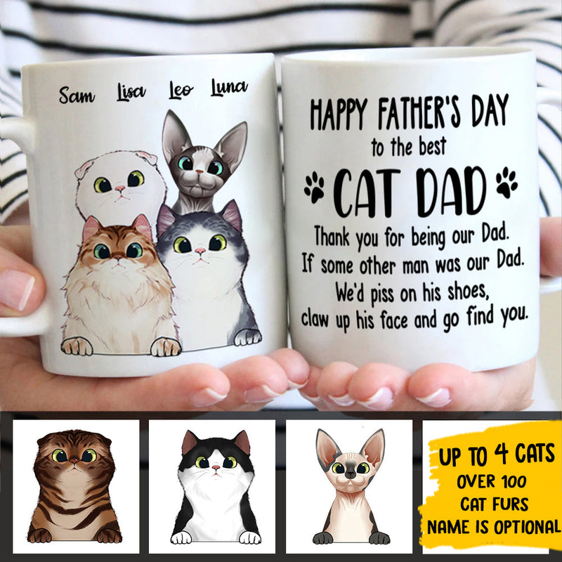 Thank You For Being Our Dad - Gift for Dad, Funny Personalized Cat Mug