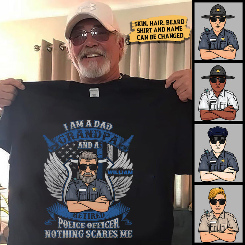 Custom Name Retired Police Officer Gifts for Dad Grandpa - Personalized Apparel
